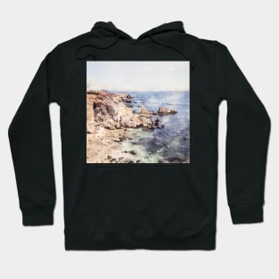 Monterey Bay Beach Cove Digital Watercolor 2021 Hoodie